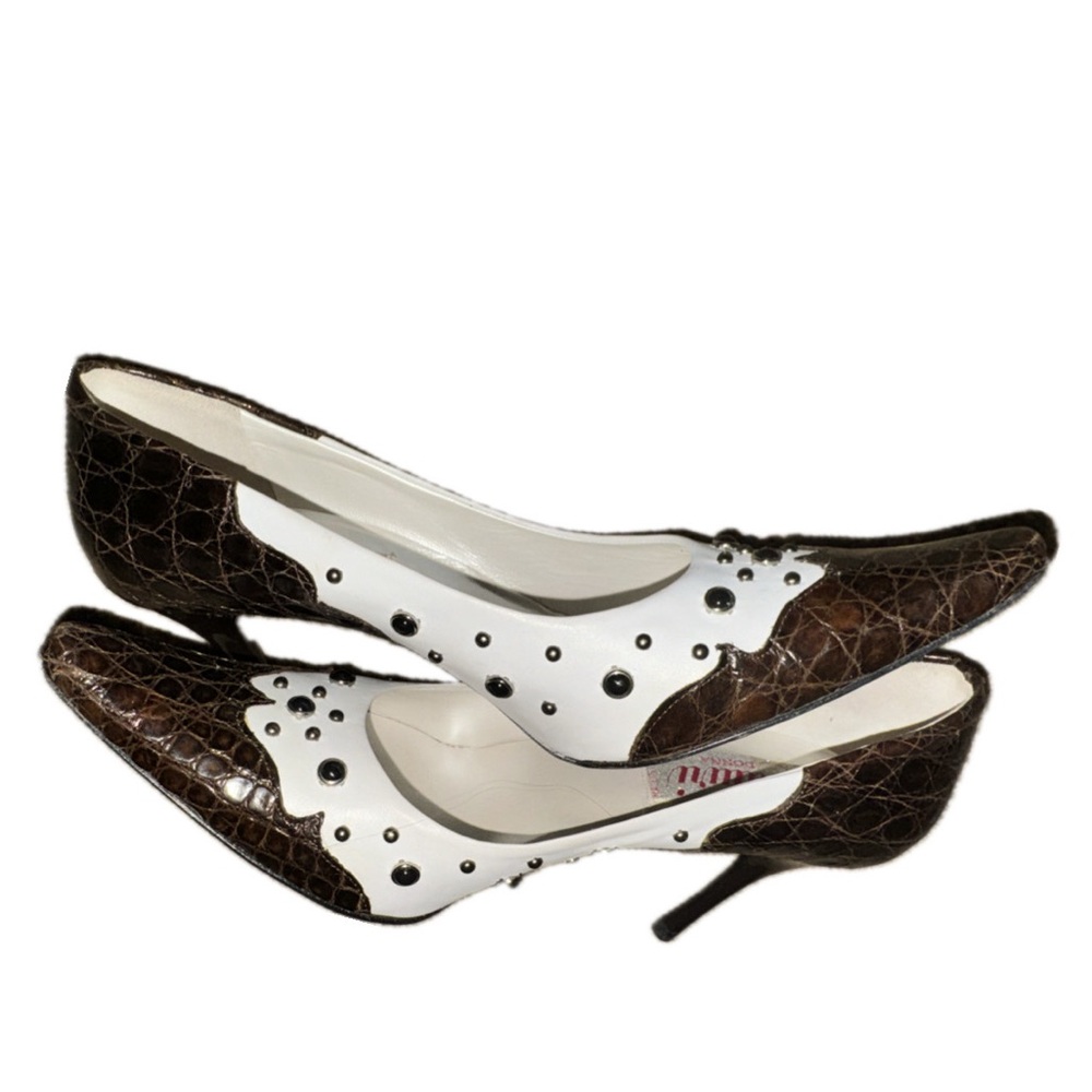 Genuine leather & alligator Mauri wingtip Pumps